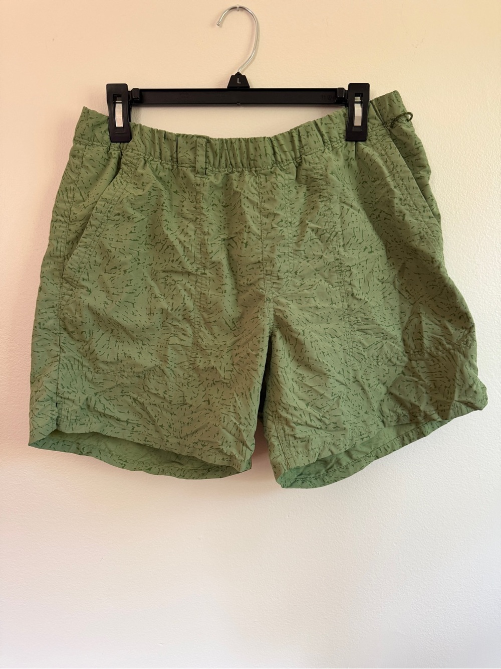 REI Olive Green Men’s Swim Shorts with Micro Speckle Print